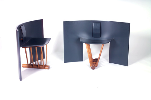 Appraisal: THOMAS HUCKER Pair of Shield Back chairs with bentply seat