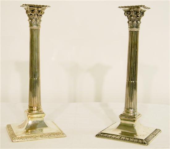 Appraisal: Pair of English columnar form '' sterling candlesticks hallmarked London