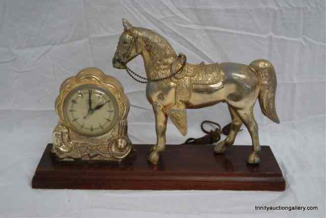 Appraisal: Vintage Horse Western Them United Mantel ClockFrom the estate is