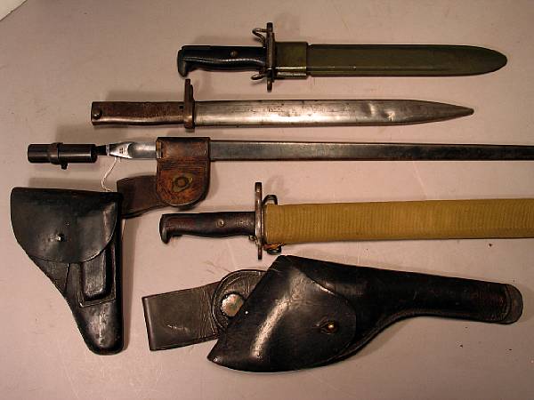 Appraisal: A lot of four bayonets and three holsters Comprising U