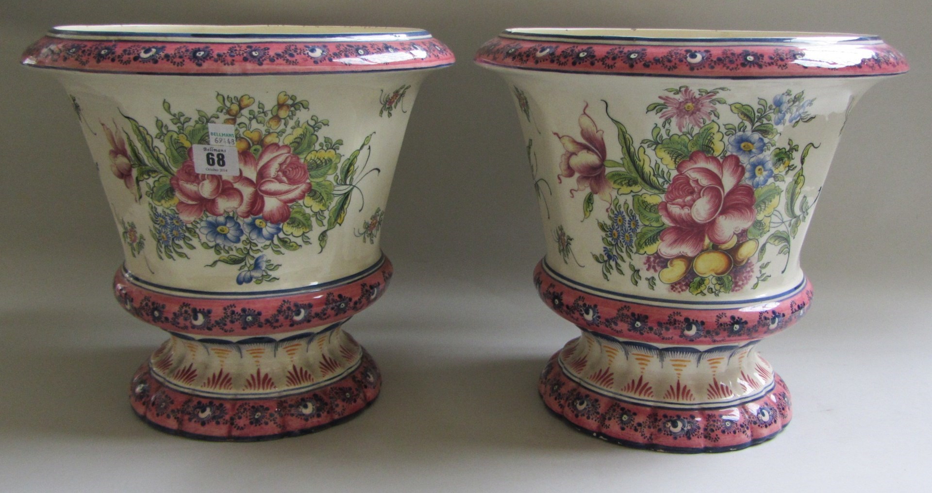 Appraisal: A pair of French pottery campana shaped vases th century