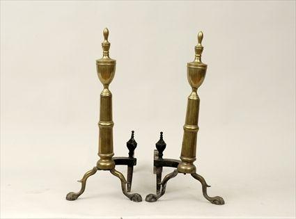 Appraisal: Pair of Federal-Style Brass Andirons x x in