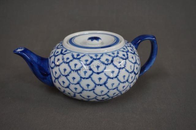 Appraisal: Fine Porcelain Blue on White Decorated Teapot Made of fine