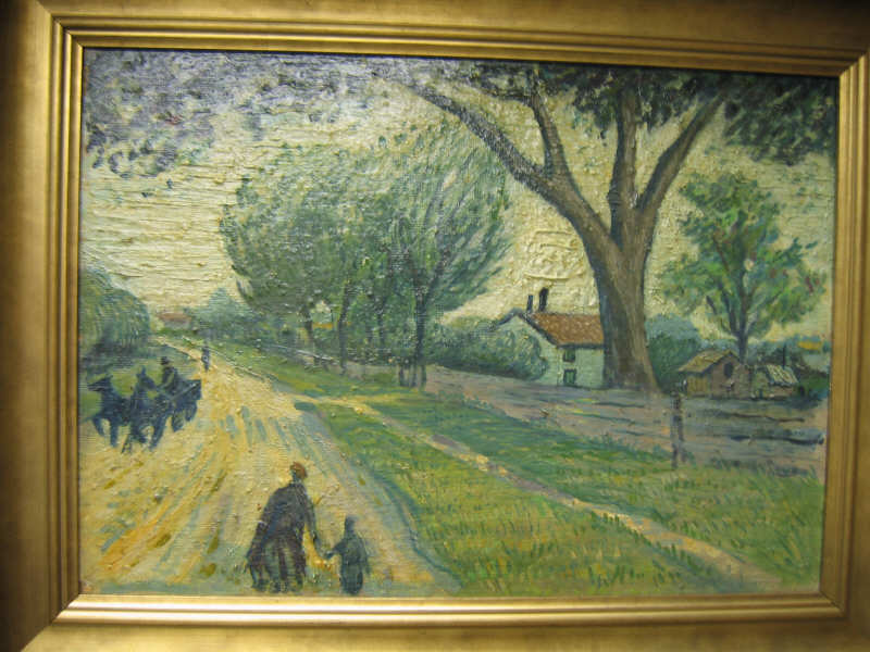 Appraisal: TH CENTURY Impressionistic scene with figures on a tree-lined path