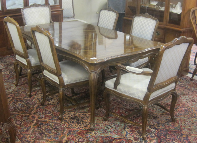 Appraisal: LOUIS XV STYLE DINING TABLE AND CHAIR SET Drexel Heritage