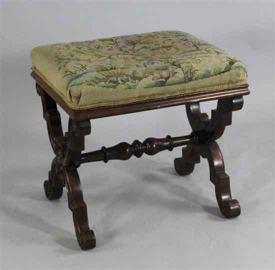 Appraisal: An early Victorian rosewood x frame stool ft ins x