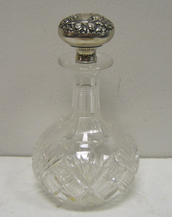 Appraisal: AMERICAN VICTORIAN PERFUME BOTTLE Brilliant cot glass with Gorham sterling