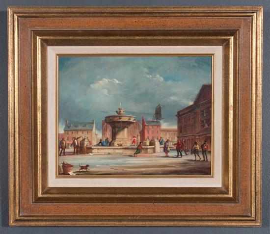 Appraisal: Melvin Orville Miller American - ''Market Place'' oil on canvas