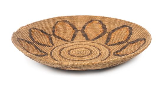 Appraisal: Sale Lot A Mission Indian Basket Tray Height x diameter