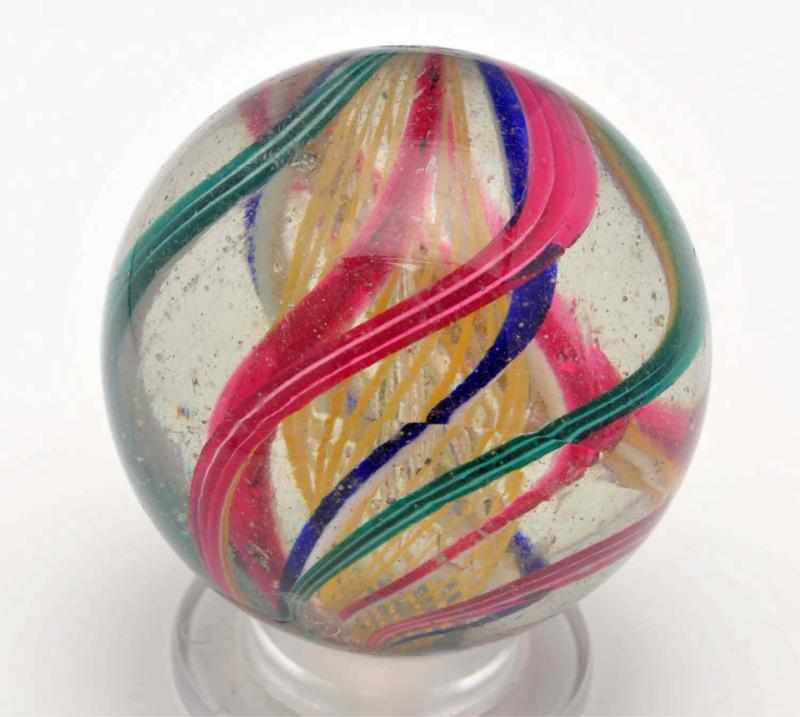 Appraisal: Large -Stage Swirl Marble Description Yellow latticino core surrounded by