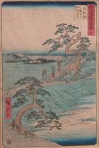 Appraisal: Utagawa Hiroshige - Possibly Tokaido road color woodblock print signed