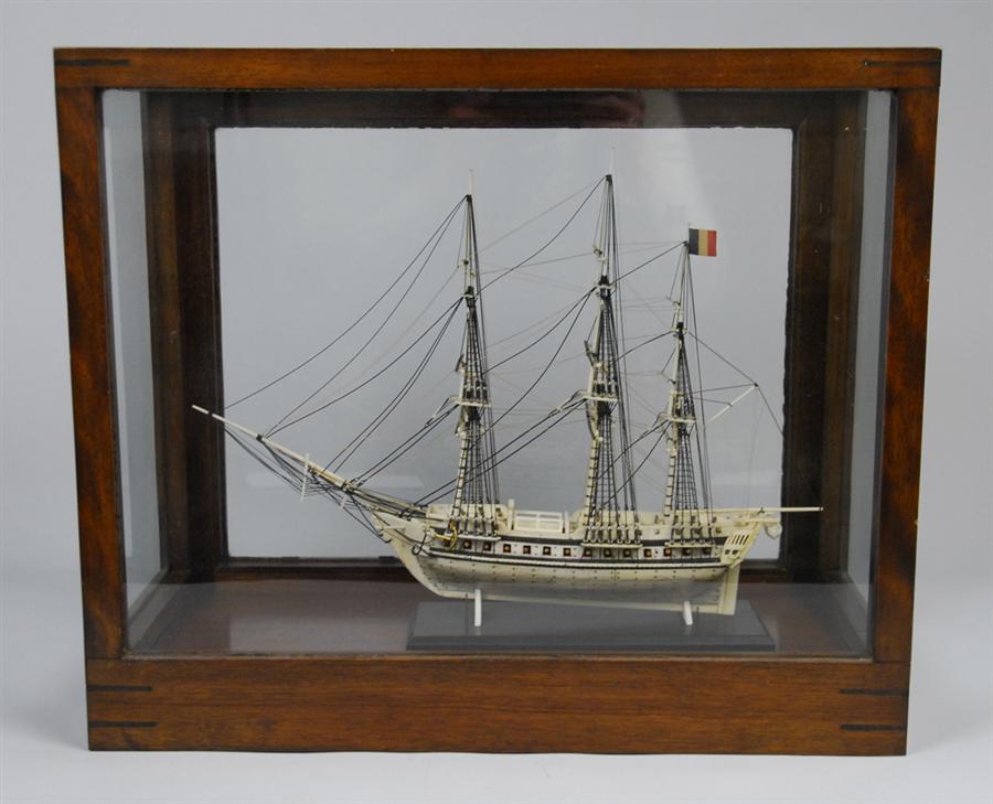 Appraisal: FRENCH CARVED BONE PRISONER OF WAR THREE MASTED SHIP MODEL