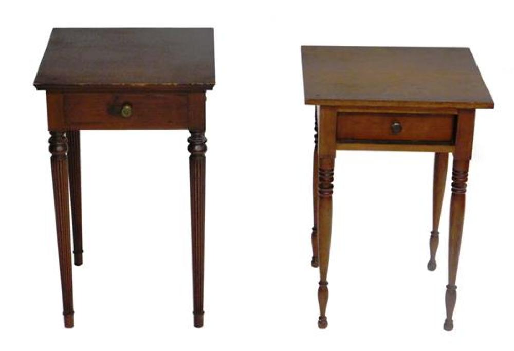 Appraisal: Two Sheraton style single drawer stands taller by Paine Furniture