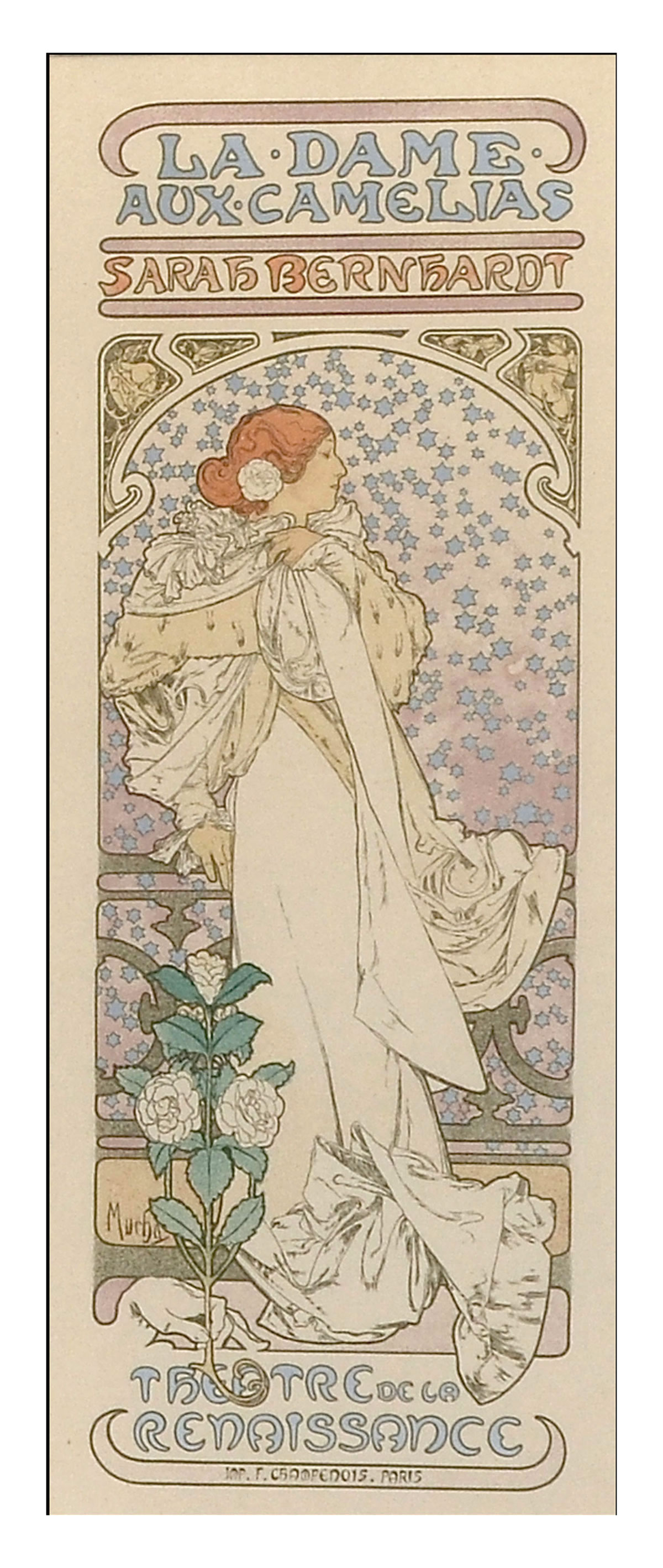 Appraisal: ALPHONSE MUCHA POSTER ''LA DAME AUX CAMELIAS'' Sarah Bernhardt Nouveau