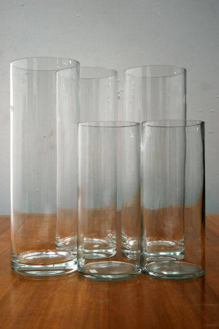 Appraisal: Five cylindrical glass vases various sizes