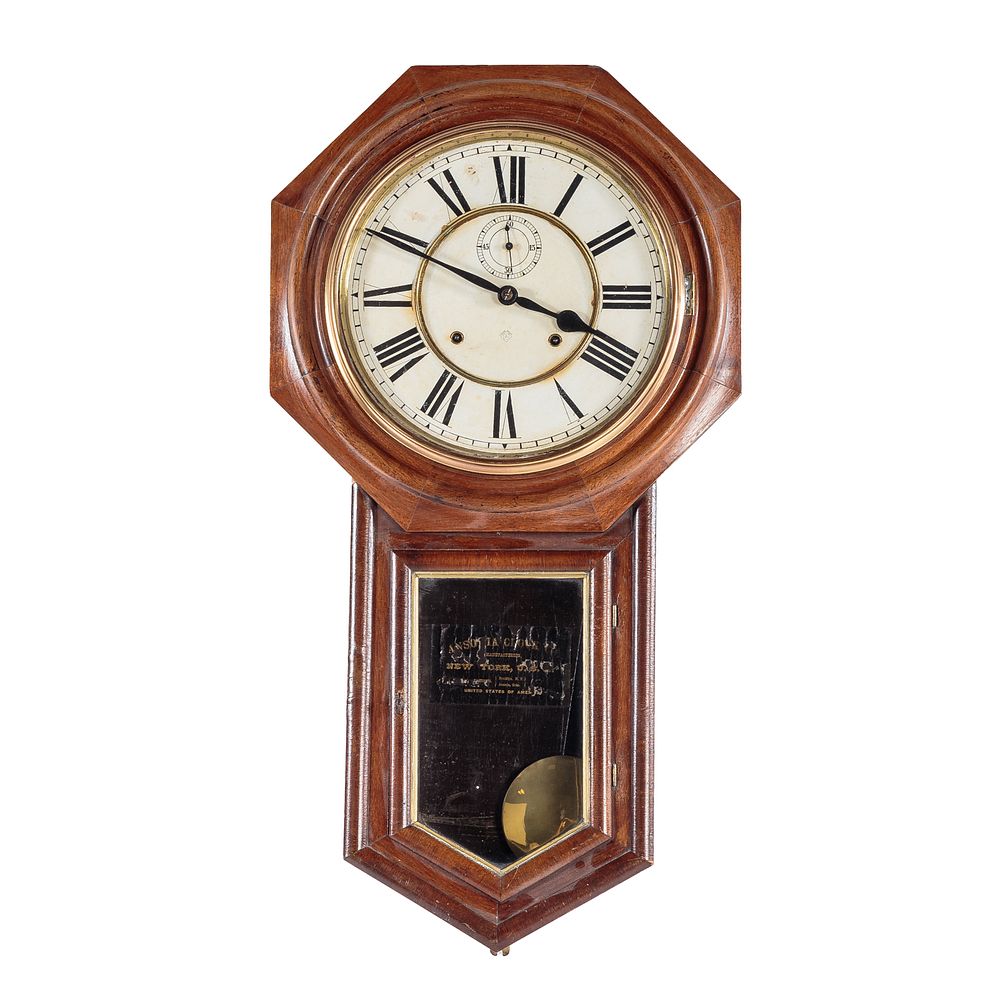 Appraisal: Ansonia Walnut Wall Regulator Clock Circa paper face label in