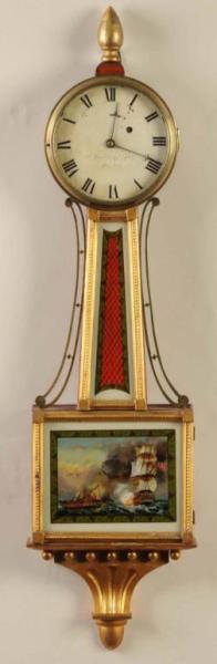 Appraisal: Boston Massachusetts Banjo Clock by Sawin Dyar Description Circa Mahogany