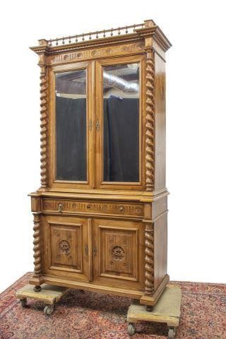 Appraisal: French Henri II style secretary bookcase with twist columns th