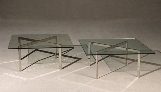 Appraisal: Pair of Mies van der Rohe Chrome-Plated Steel 'Barcelona' Tables