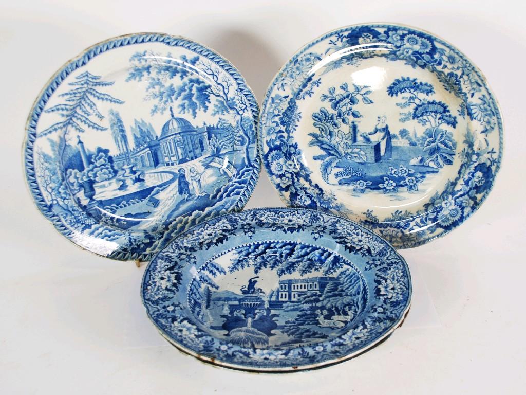 Appraisal: NINETEENTH CENTURY BLUE AND WHITE PEARL WARE PLATE GIRL AT