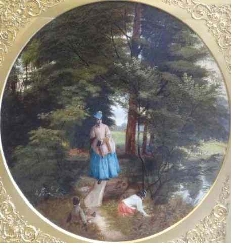 Appraisal: ASHMORE Charles O C Female Artist Children in Wooded Landscape