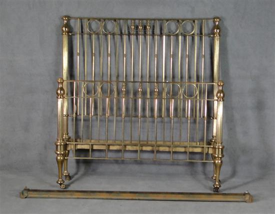 Appraisal: Full Size Brass Bed Circa Having stylish high headboard with