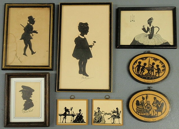 Appraisal: Eight framed th c silhouettes largest x