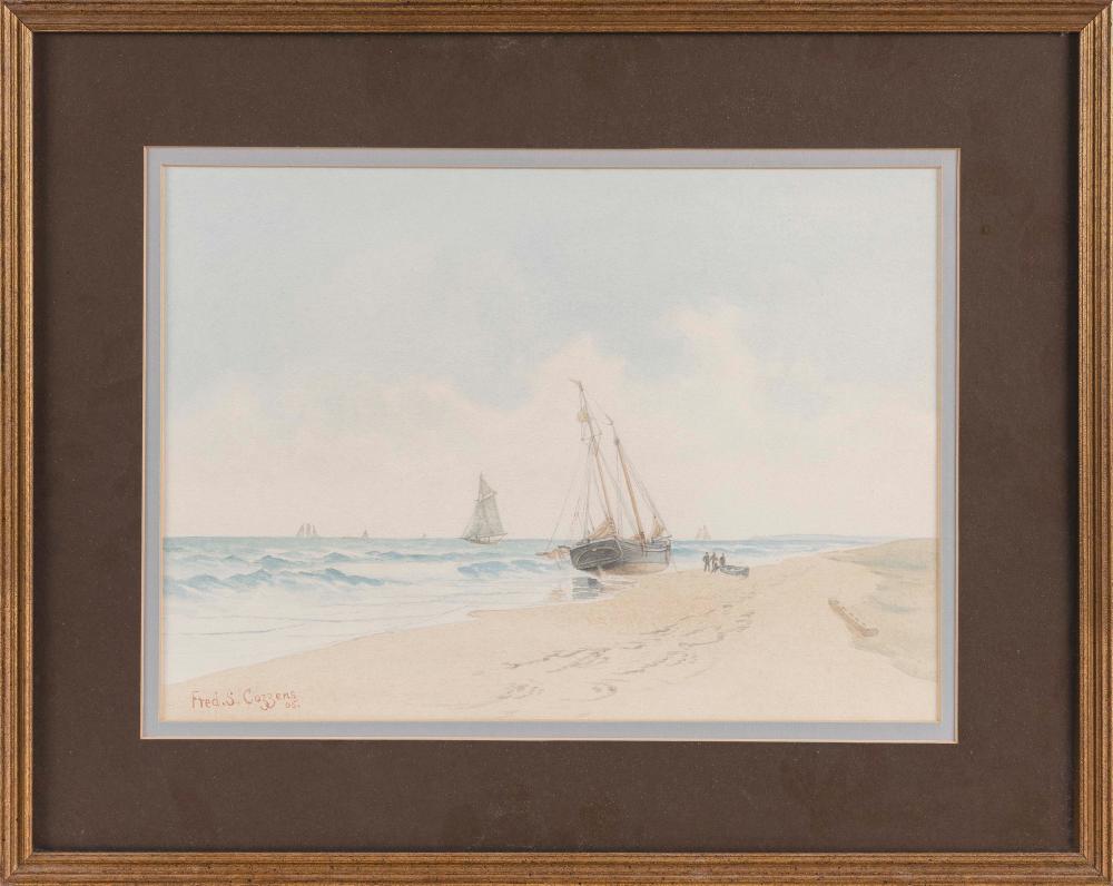 Appraisal: FREDERICK SCHILLER COZZENS NEW YORK - A BEACHED VESSEL WATERCOLOR