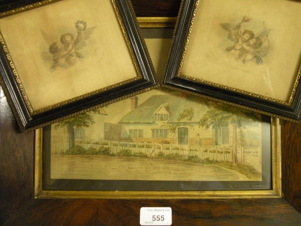 Appraisal: An early thC watercolour - country cottage in a rosewood