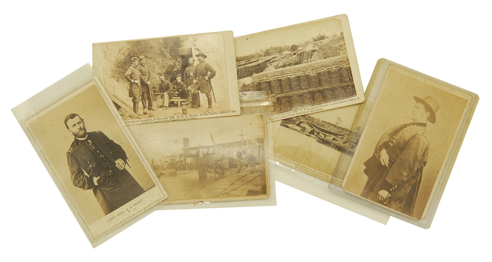 Appraisal: SIX UNFRAMED CARTES DE VISITE Civil War PeriodIncluding Lt Gen