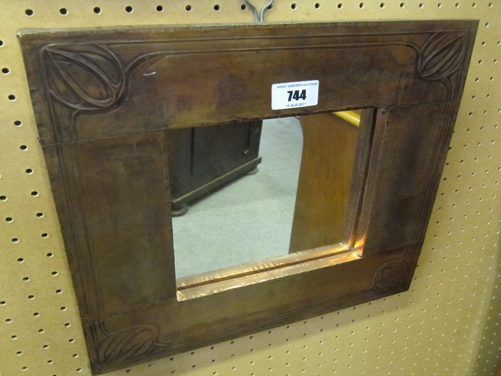 Appraisal: Art Nouveau copper framed wall mirror