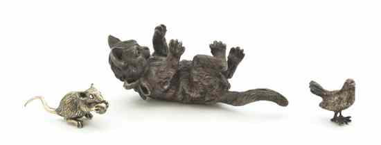 Appraisal: An Italian Silver Animalier Figure Buccellati depicting a playful kitten