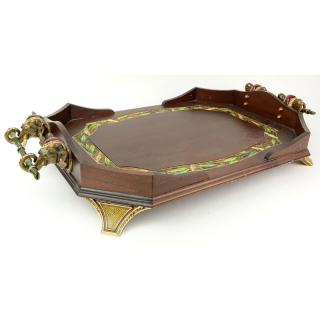 Appraisal: Limited Edition Jay Strongwater Wood and Enamel Elephant Handled Tray