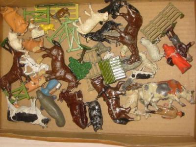 Appraisal: A quantity of lead farm animals figures and equipment mainly