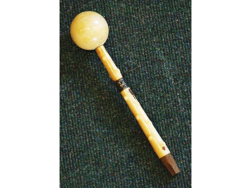 Appraisal: IVORY KNOBKERRY STYLE WALKING STICK HANDLE the shaft carved to