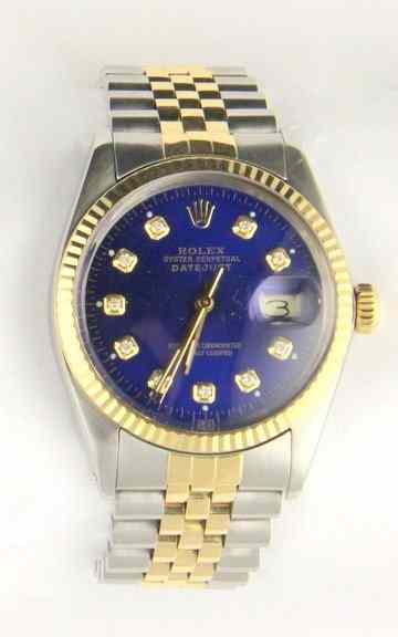 Appraisal: A gentleman's Rolex Oyster Perpetual Datejust wristwatch the electric blue