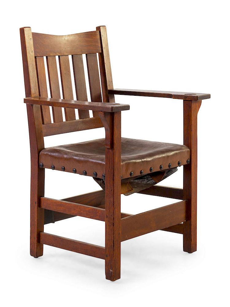 Appraisal: Stickley America Early th Century A Stickley Arm Chair Stickley