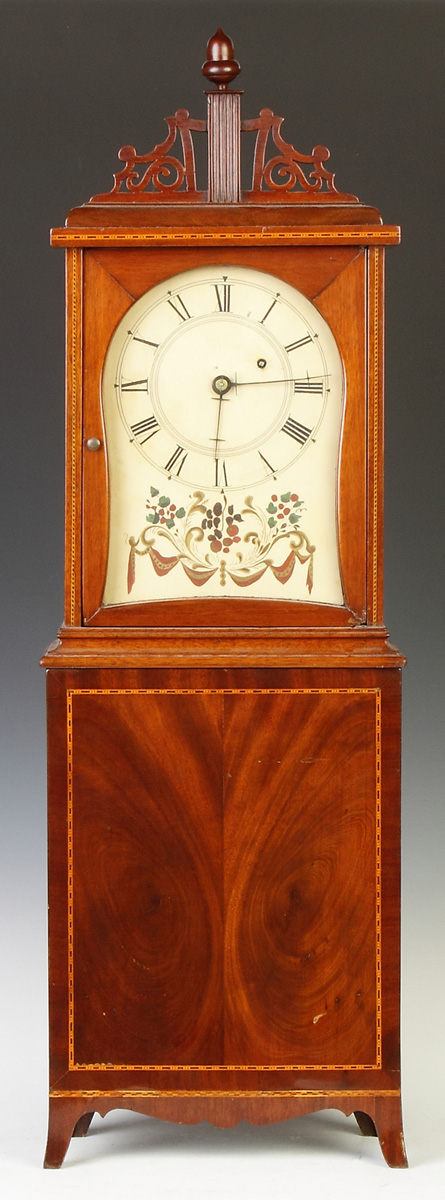 Appraisal: Massachusetts Inlaid Shelf Clock C Mahogany case Original painted iron