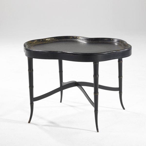 Appraisal: ENGLISH PAPIER MACHE TRAY TABLE With later ebonized base th