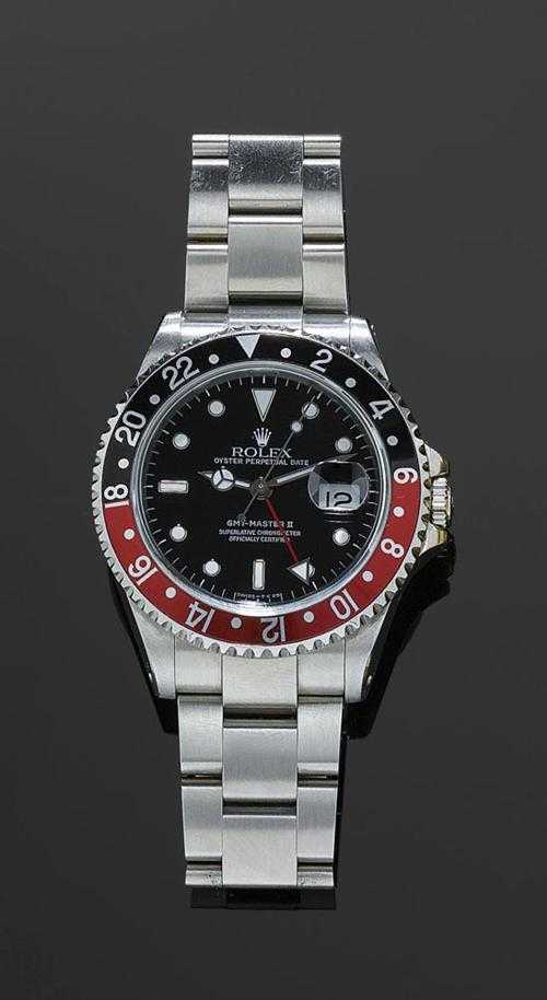 Appraisal: GENTLEMAN'S WRISTWATCH ROLEX GMT MASTER II s Steel case No