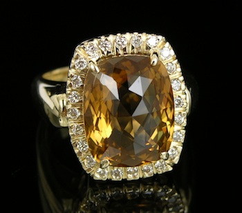 Appraisal: A Diamond and Citrine Dinner Ring k yellow gold mount