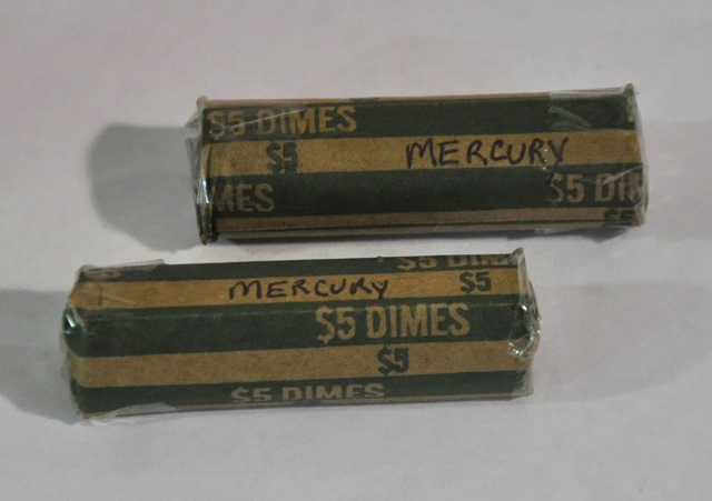 Appraisal: Two Rolls of Silver Mercury Dimes coins Dates range -