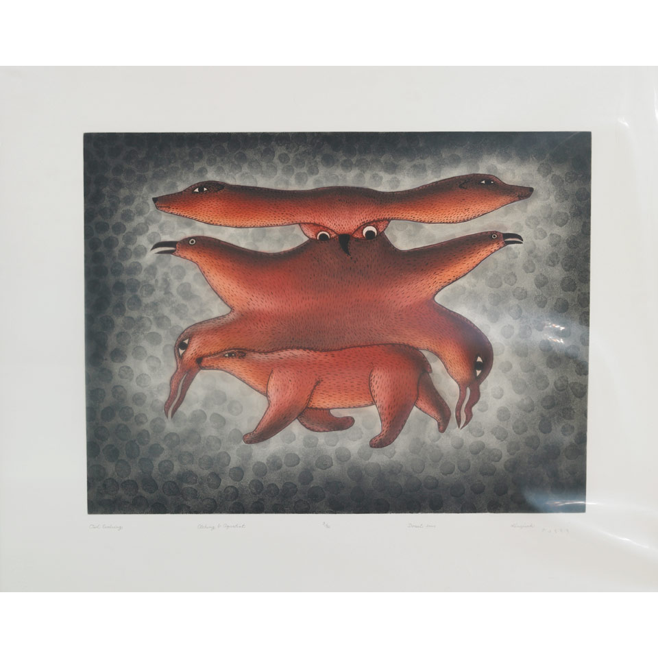 Appraisal: KENOJUAK ASHEVAK - E - Cape Dorset OWL EVOLVING etching