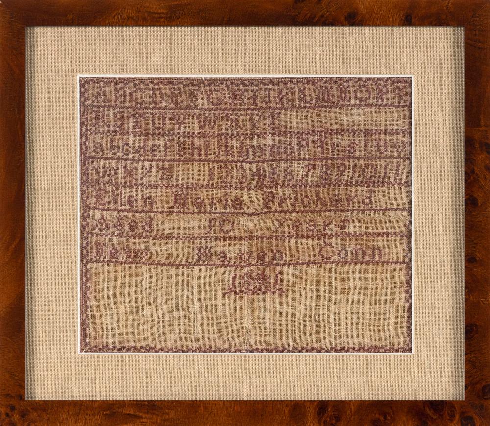 Appraisal: CONNECTICUT NEEDLEWORK SAMPLER DATED X SIGHT FRAMED X CONNECTICUT NEEDLEWORK