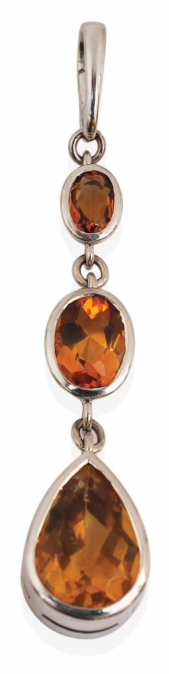 Appraisal: A CITRINE ENHANCER PENDANT The articulated pendant set with a