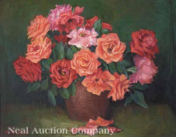 Appraisal: Marie Atkinson Hull American Mississippi - Roses oil on canvasboard