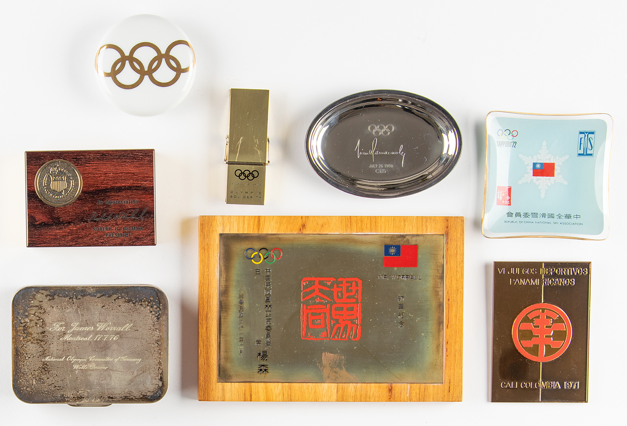 Appraisal: Group lot of eight commemorative presents from various Olympic and