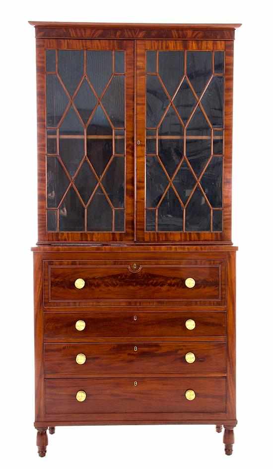 Appraisal: Southern Federal mahogany secretary bookcase possibly South Carolina circa top