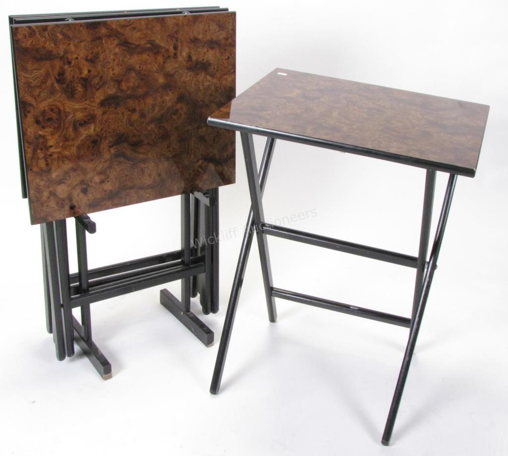 Appraisal: A set of four burlwood snack tables by Scully and