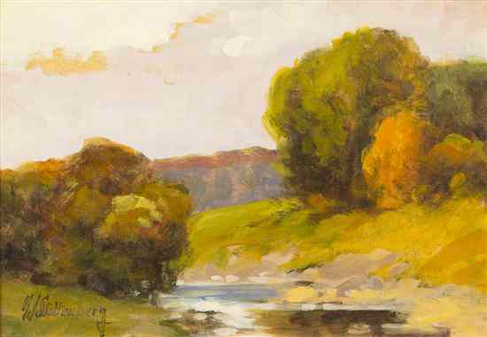 Appraisal: Hans John Stoltenberg American - Quiet Pond oil on cardboard